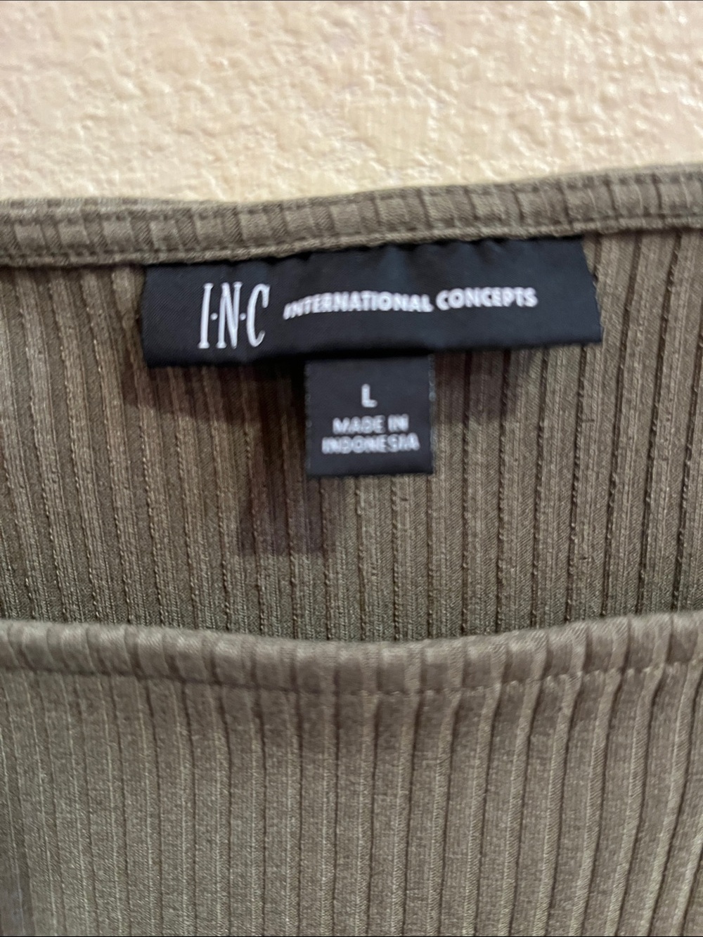 INC International Concepts Olive Ribbed Square-Neck Tank NWOT - Picture 2 of 6